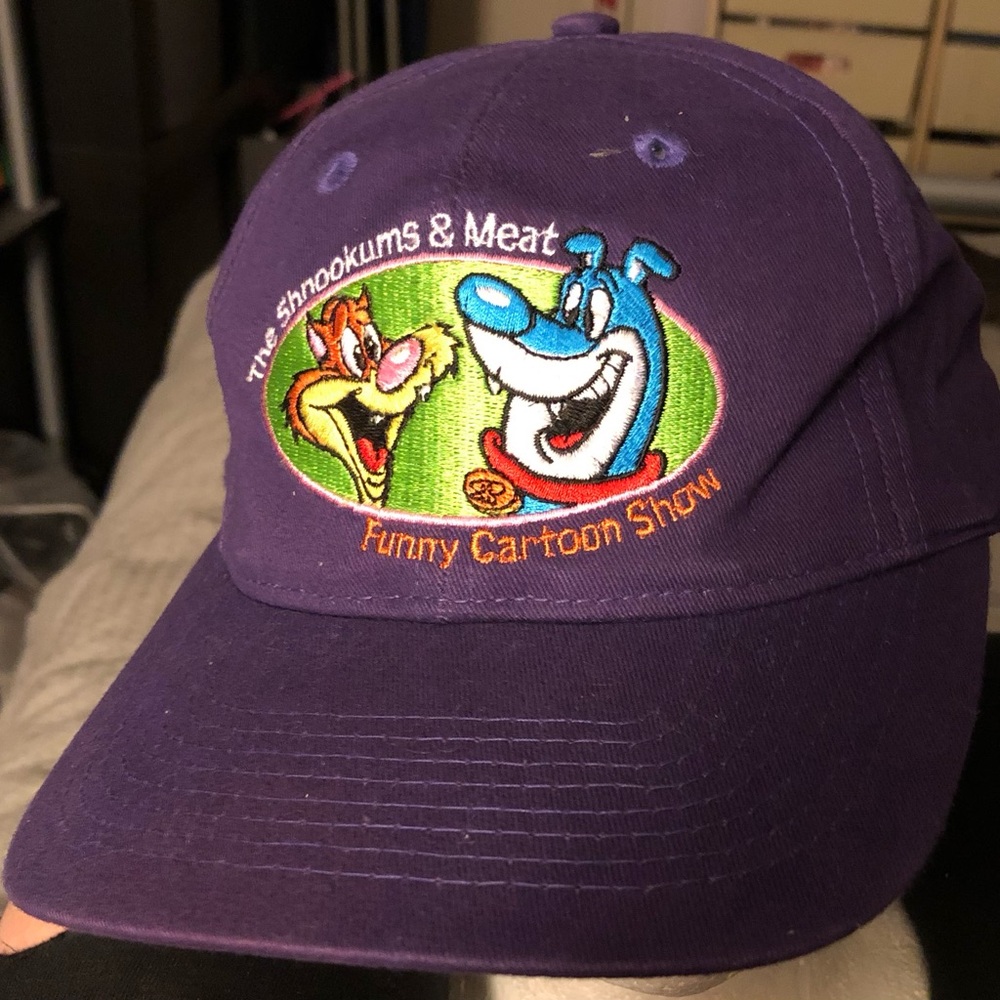 The Shnookums & Meat Cartoon TV Show Hat Ball Cap 1995 Buena Vista TV purple NEW